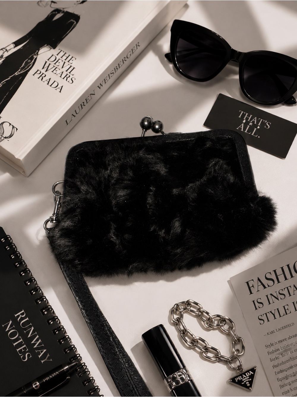 Simply Vera Vera Wang Black Furry Wristlet Clutch